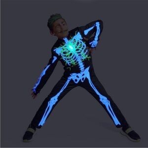 Hyde & EEK! Skeleton Glows Under Blacklight Electric Bones Halloween Costume - L